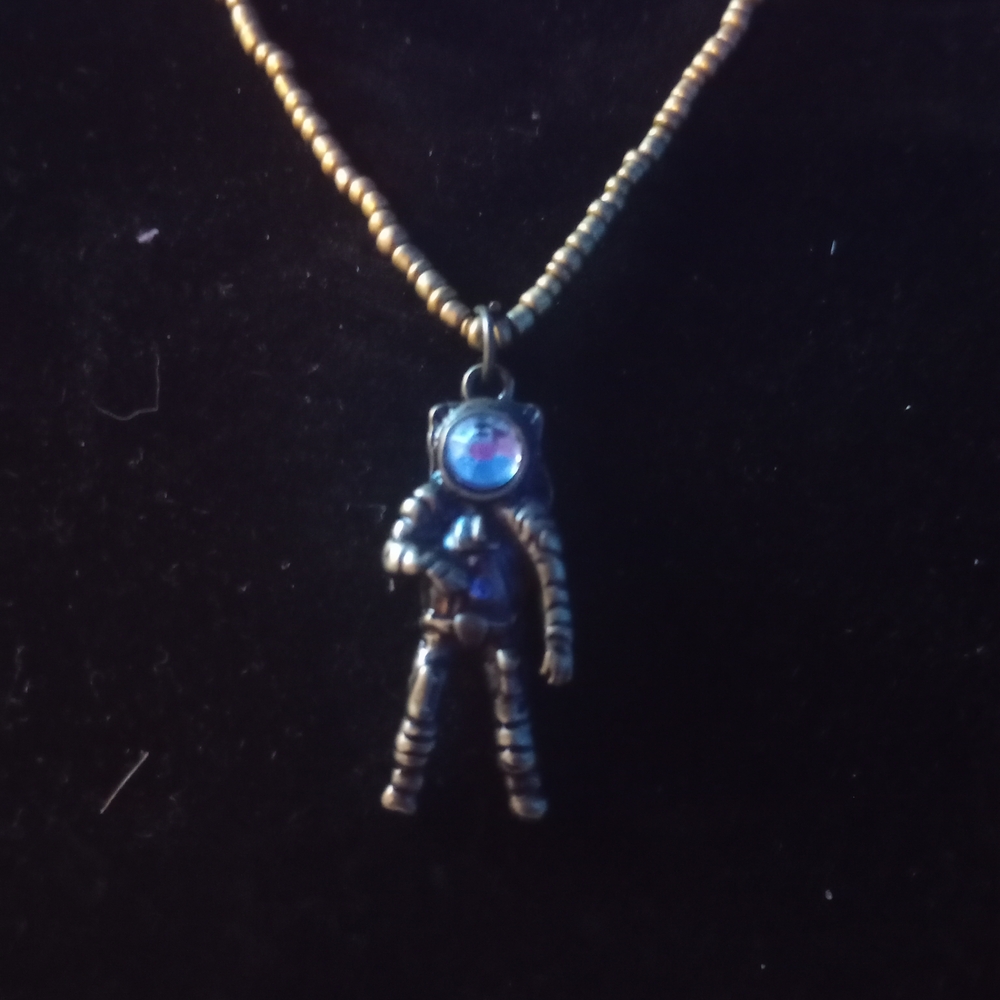 Gold Astronaut Pendant Necklace